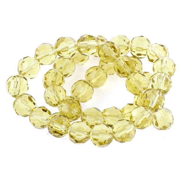 Sexy Sparkles 1 Strand, Yellow Round Faceted Crystal Glass Loose Beads