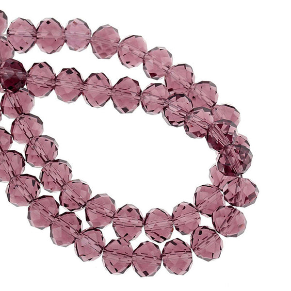 1 Strand Dark Purple Faceted Round Glass Crystal Loose Beads 6mm Approx. 74 Pcs - Sexy Sparkles Fashion Jewelry - 1