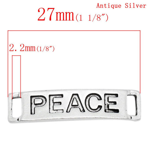 20 Pcs. Bracelet Connectors Findings Rectangle Curved Antique Silver "Peace" ... - Sexy Sparkles Fashion Jewelry - 2