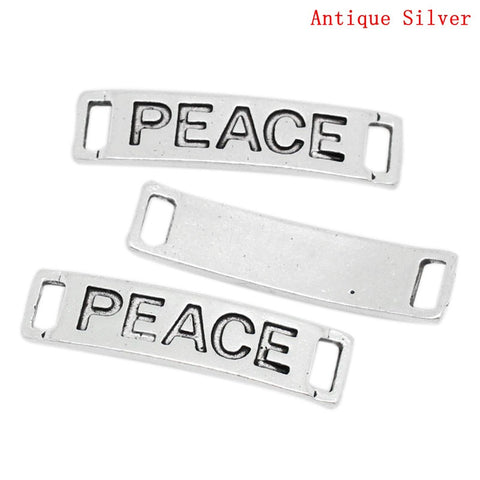 20 Pcs. Bracelet Connectors Findings Rectangle Curved Antique Silver "Peace" ... - Sexy Sparkles Fashion Jewelry - 3