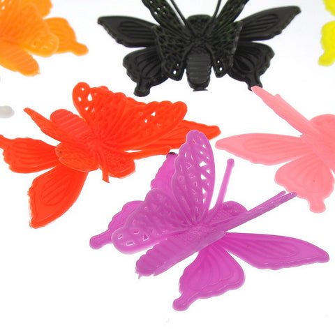 20 Pcs 3d Butterfly Plastic Embellishments Findings Assorted Colors - Sexy Sparkles Fashion Jewelry - 3