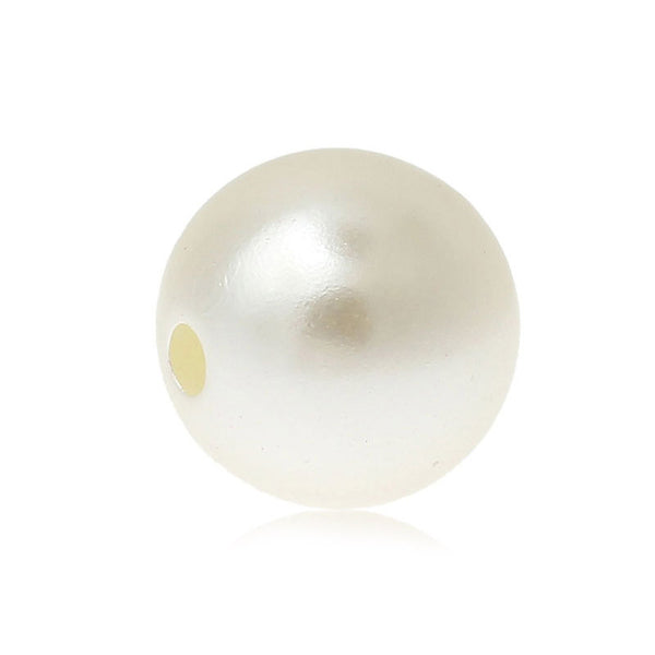 50 Pcs Round Acrylic White Pearl Imitation Spacer Beads 12mm - Sexy Sparkles Fashion Jewelry - 1