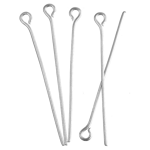 100 Pcs Eye Pins Findings Silver Tone 34mm (21gauge) - Sexy Sparkles Fashion Jewelry - 3