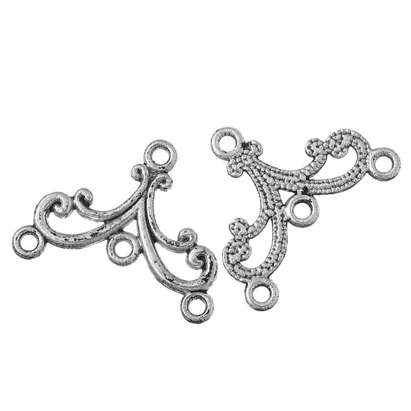 10 Pcs. Vine Connectors Findings Antique Silver 4 Holes 28mm - Sexy Sparkles Fashion Jewelry - 1