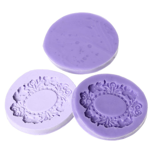 Sexy Sparkles Mirror with Flower Silicone Mold Polymer Clay Cameo Mold Pattern 2"