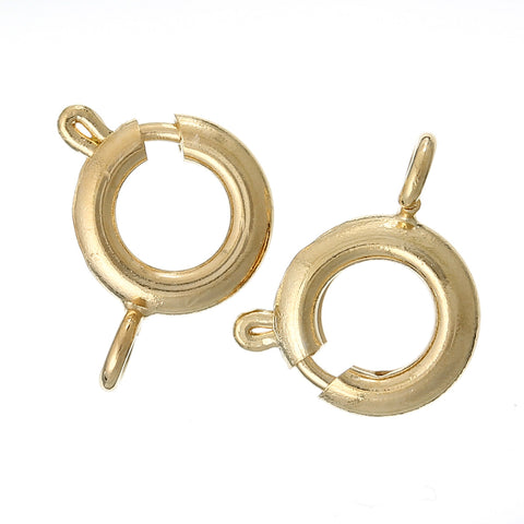 Sexy Sparkles 10 Pcs, Copper Spring Ring Clasp 18k Gold Plated 10mm