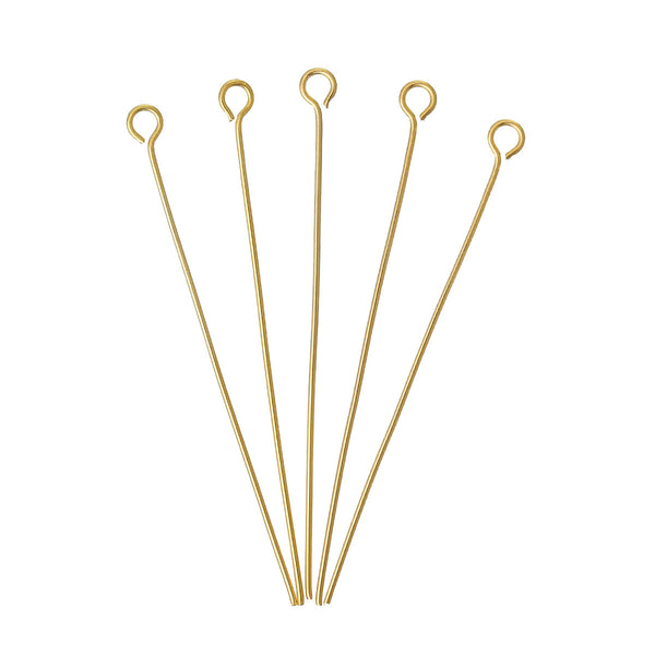 20 Pcs, Eye Pins Findings 18k Gold Plated 5cm Long, 0.8mm (20 Gauage) - Sexy Sparkles Fashion Jewelry - 1