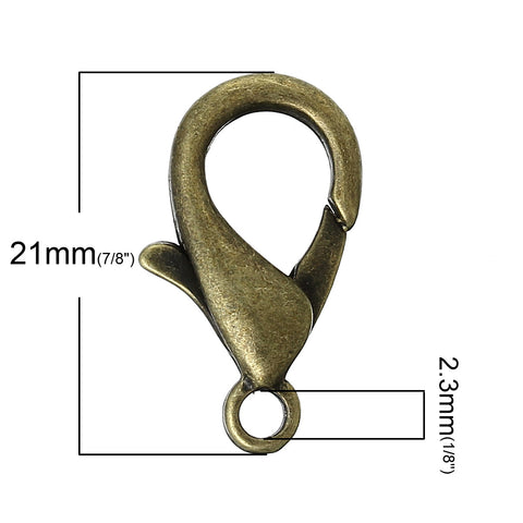 5 Pcs Lobster Clasp Findings Antique Bronze 21mm - Sexy Sparkles Fashion Jewelry - 2