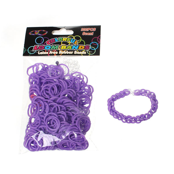 Sexy Sparkles 300 Pcs Rubber Bands DIY Loom Bracelet Making Kit with Hook Crochet and S Clips (Purple)