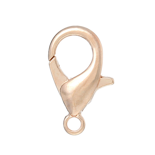 Sexy Sparkles 10 Pcs, Copper Lobster Clasp Rose Gold 15mmx9mm