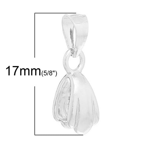 1 Pc .925 Sterling Silver Plated Pinch Clip Bail Bead Findings 17mm - Sexy Sparkles Fashion Jewelry - 2