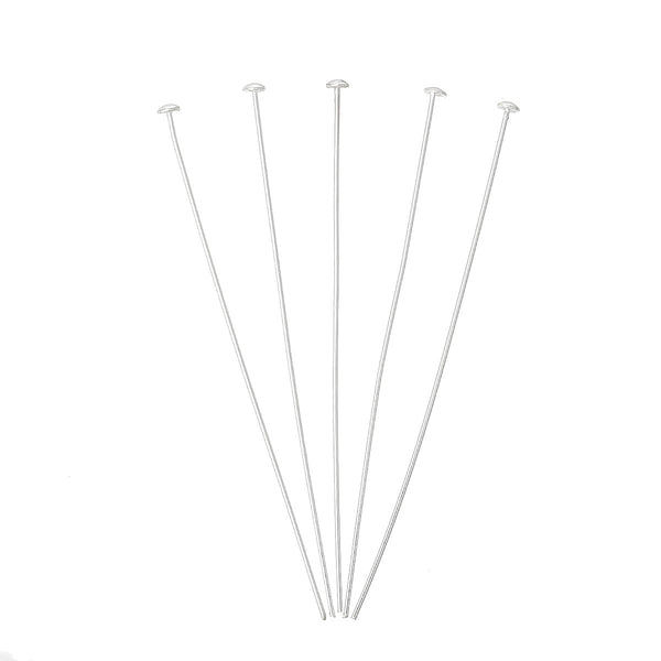5 Pcs 925 Sterling Silver Head Pins Findings 50mm 24 gauge - Sexy Sparkles Fashion Jewelry - 1
