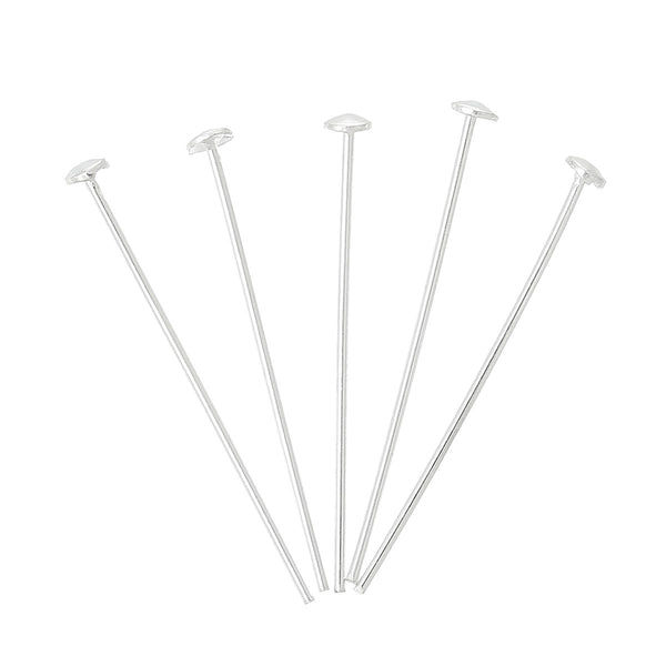 10 Pcs 925 Sterling Silver Head Pins Findings 20mm 24 Gauge - Sexy Sparkles Fashion Jewelry - 1