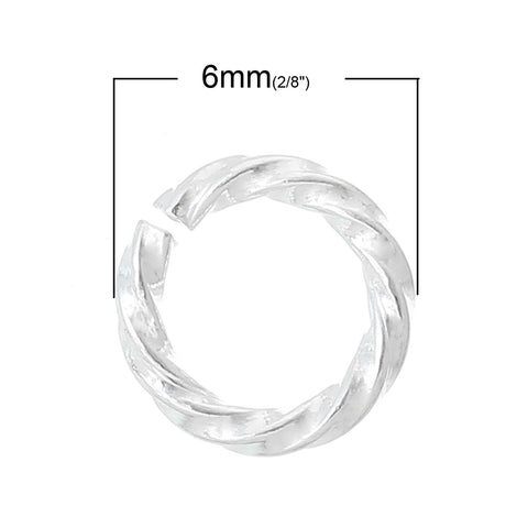 10 Pc .925 Sterling Silver Plated Twisted Open Jump Rings 6mm - Sexy Sparkles Fashion Jewelry - 2