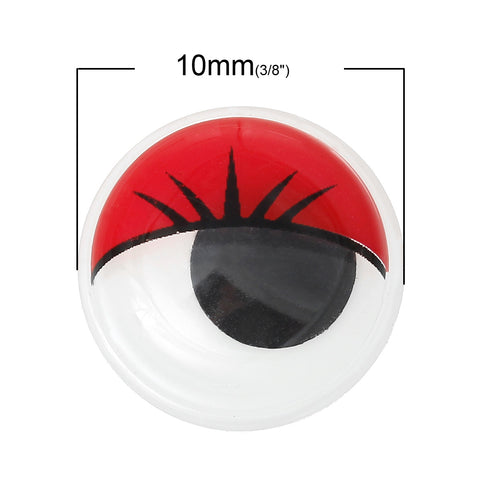20 Pcs Red Wiggle Eyes Craft for Toy Doll Making Round Flat Back 10mm - Sexy Sparkles Fashion Jewelry - 2