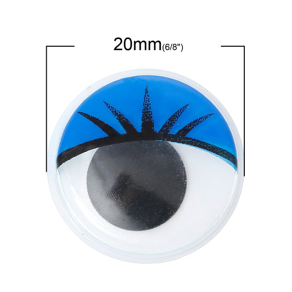 Sexy Sparkles 10 Pcs Blue Wiggle Eyes Craft for Toy Doll Making Round Flat Back 20mm