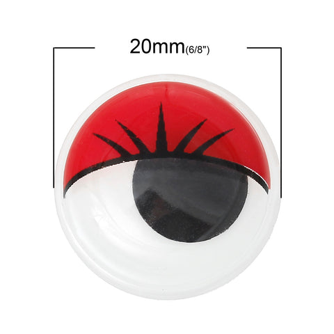 10 Pcs Red Wiggle Eyes Craft for Toy Doll Making Round Flat Back 20mm - Sexy Sparkles Fashion Jewelry - 2