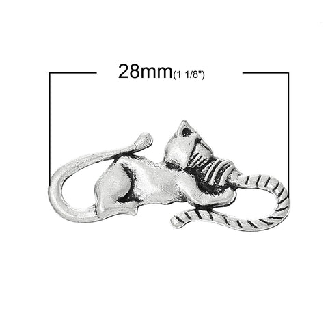 10 Pcs, Antique Silver Lovely Cat Hook Clasps Connector Finding - Sexy Sparkles Fashion Jewelry - 2