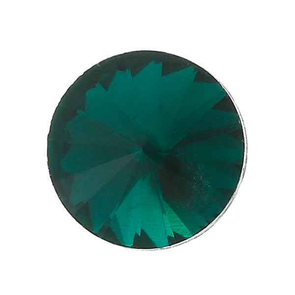 Sexy Sparkles 10 Pcs Round Glass Point Back Rhinestones Faceted 10mm (Dark Green)