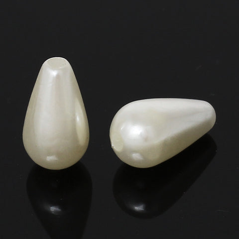100 Pcs Tear Drop White Pearl Acrylic Spacer Beads 12mm - Sexy Sparkles Fashion Jewelry - 3