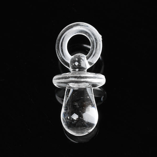 10 Pcs Baby Pacifier Acrylic Charm Pendant Transparent 31mm - Sexy Sparkles Fashion Jewelry - 1