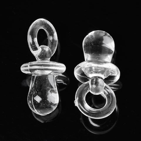 10 Pcs Baby Pacifier Acrylic Charm Pendant Transparent 31mm - Sexy Sparkles Fashion Jewelry - 3
