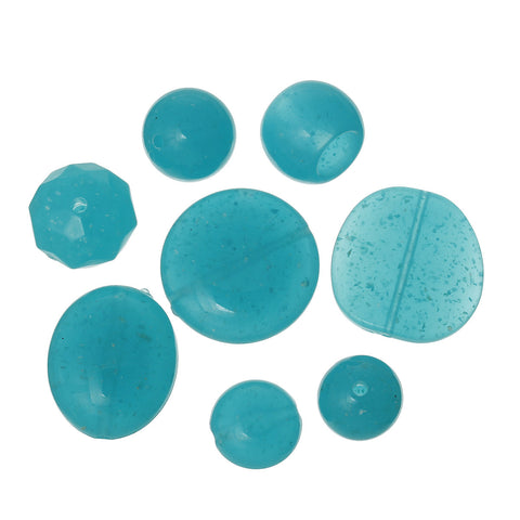 10 Pcs Acrylic Spacer Beads Mixed Shape and Sizes Blue 30mm-16mm - Sexy Sparkles Fashion Jewelry - 2