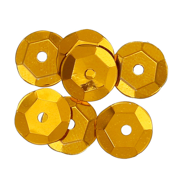 Sexy Sparkles 8mm Round Sequin Paillettes Sewing Embellishment Hexagon 5000pcs (Golden)
