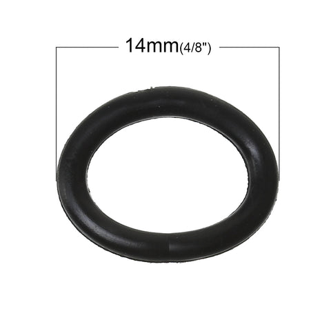 25 Pcs Silicone O Rings Connectors Black 14mm(4/8") - Sexy Sparkles Fashion Jewelry - 2