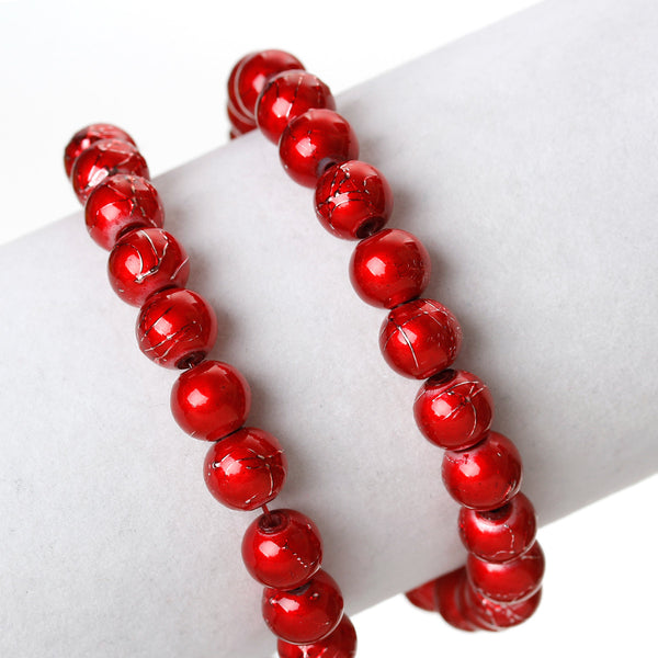 Sexy Sparkles 1 Strand Round Loose Glass Beads 8mm 81cm Long Approx. 104 Pcs (Red)