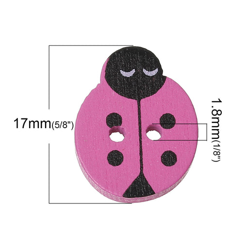 12 Pcs Ladybug Wood Round Scrapbooking Sewing Buttons Assorted Colors 17mm - Sexy Sparkles Fashion Jewelry - 2