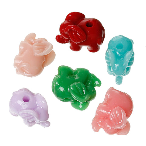 10 Pcs Elephant Synthetic Coral Spacer Beads Assorted Colors 15mm - Sexy Sparkles Fashion Jewelry - 3