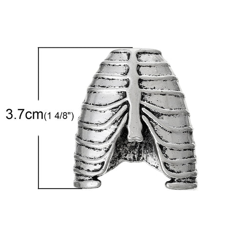 1 Pc Charm Pendants Anatomical Human Rib Cage Antique Silver 37mm - Sexy Sparkles Fashion Jewelry - 2