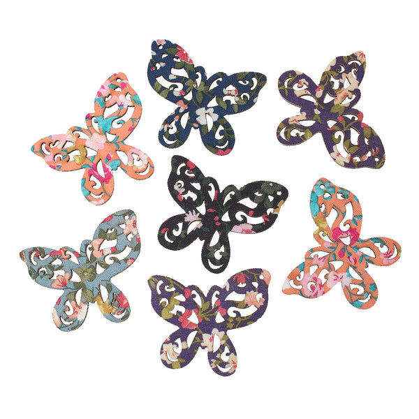 Sexy Sparkles 5 Pcs Butterfly Wood Charm Pendants Assorted Colors 50mm(2")