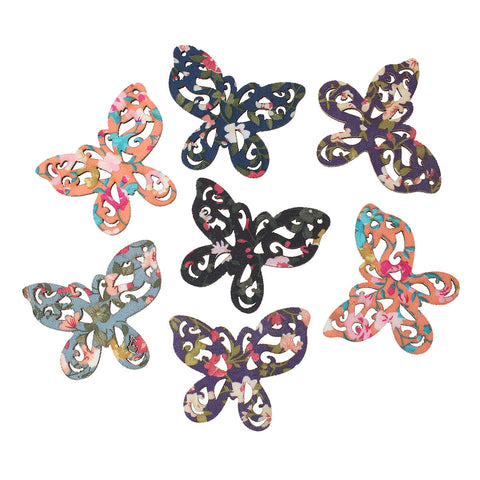 5 Pcs Butterfly Wood Charm Pendants Assorted Colors 50mm(2") - Sexy Sparkles Fashion Jewelry - 1