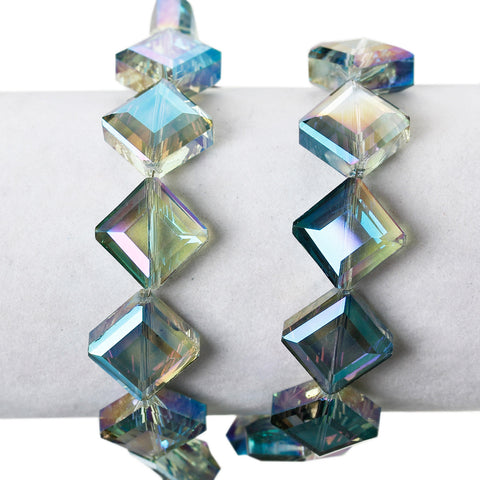 1 Strand Rhombus Glass Loose Beads Faceted Cyan AB Color 17mm Approx. 40pcs - Sexy Sparkles Fashion Jewelry - 3
