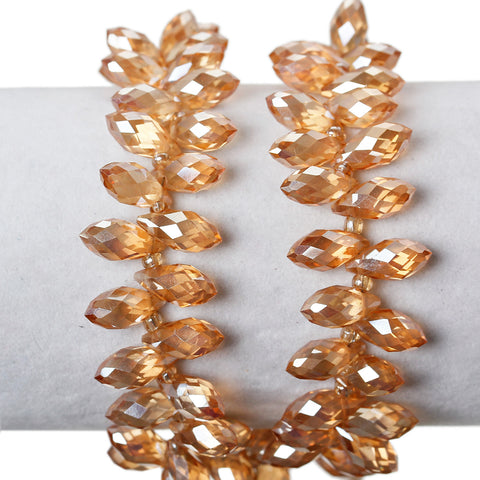 1 Strand Teardrop Glass Loose Beads Faceted Smoked Yellow 12mm Approx. 149pcs - Sexy Sparkles Fashion Jewelry - 3