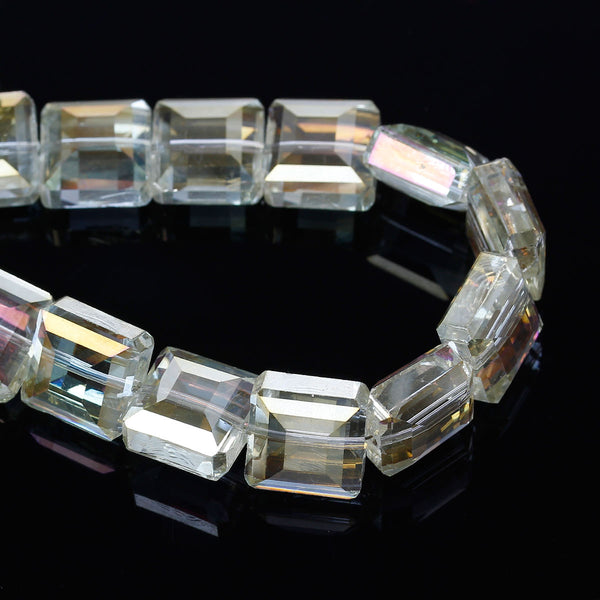 1 Strand Cube Glass Loose Beads Faceted Pale Yellow AB Color 13mm Approx. 40pcs - Sexy Sparkles Fashion Jewelry - 1