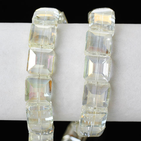 1 Strand Cube Glass Loose Beads Faceted Pale Yellow AB Color 13mm Approx. 40pcs - Sexy Sparkles Fashion Jewelry - 3