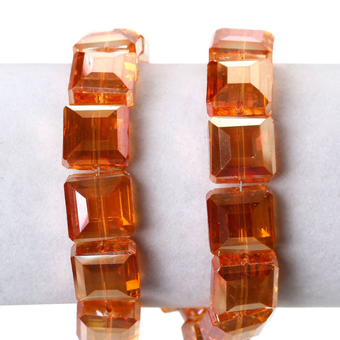 1 Strand Square Glass Loose Beads Faceted Orange Red AB Color 13mm Approx. 40pcs - Sexy Sparkles Fashion Jewelry - 3