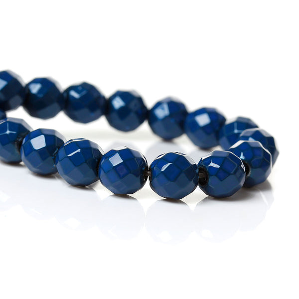 1 Strand Hematite Round Dark Blue Spray Painted Faceted Loose Beads 8mm - Sexy Sparkles Fashion Jewelry - 1