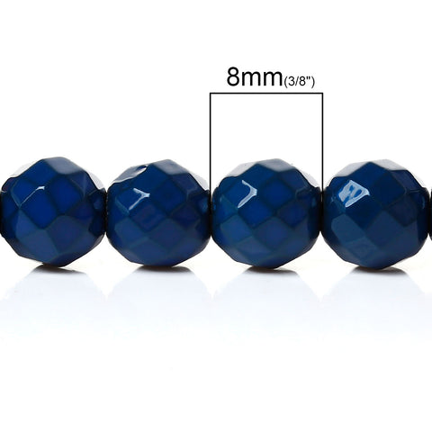 1 Strand Hematite Round Dark Blue Spray Painted Faceted Loose Beads 8mm - Sexy Sparkles Fashion Jewelry - 2