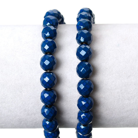 1 Strand Hematite Round Dark Blue Spray Painted Faceted Loose Beads 8mm - Sexy Sparkles Fashion Jewelry - 3