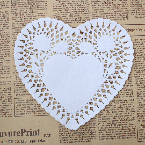 Sexy Sparkles 50 pcs Paper DIY Craft Making Wedding White Heart Lace Doilies "Love" Flower Pattern...