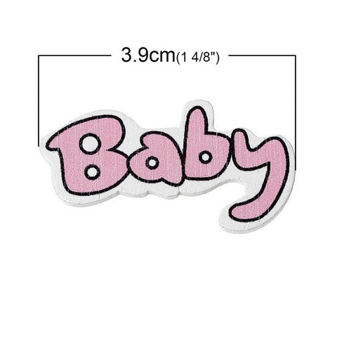 10 Pcs "Baby" Pink Wood Embellishments Scrapbooking Findings Baby Shower Deco... - Sexy Sparkles Fashion Jewelry - 2