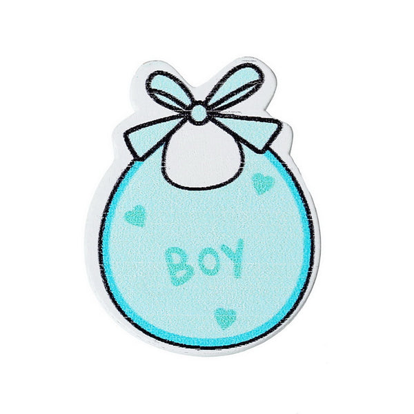 10 Pcs Baby Bib Blue "Boy" Wood Embellishments Scrapbooking Findings Baby Sho... - Sexy Sparkles Fashion Jewelry - 1