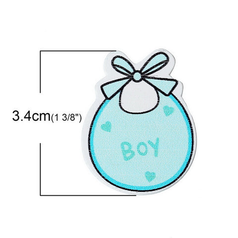 10 Pcs Baby Bib Blue "Boy" Wood Embellishments Scrapbooking Findings Baby Sho... - Sexy Sparkles Fashion Jewelry - 2