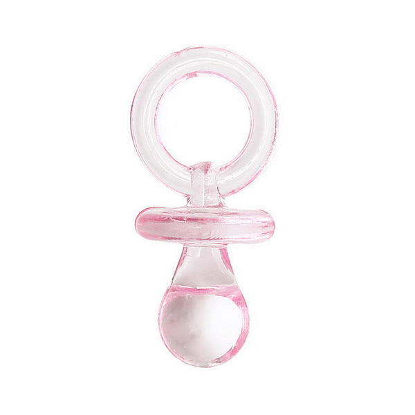 10 Pcs Baby Pink Pacifier Acrylic Charm Pendant 23mm(7/8") [Baby Product] - Sexy Sparkles Fashion Jewelry - 1