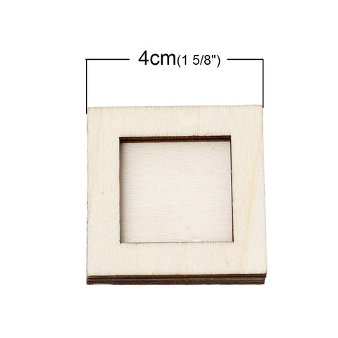 2 Pcs Square Natural Wood Embellishment Cabochon Settings(fits 25mm)4cm - Sexy Sparkles Fashion Jewelry - 3