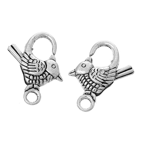 10 Pcs Lobster Clasp Bird Shape Antique Silver 22mm X 17mm - Sexy Sparkles Fashion Jewelry - 3